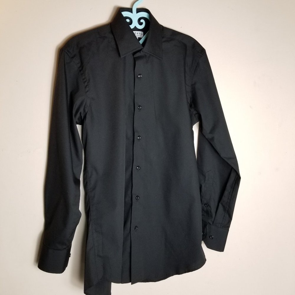 Men's Black Button Up Dress Shirt Size 14.5 Neck, Excellent Condition